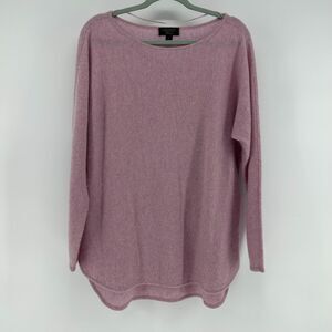Charter Club Luxury 100% Cashmere Crewneck Sweater Women's L Pink Boat Neck Top